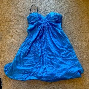 Laundry by Shelli Segal satin aqua blue cocktail party dress, size 4